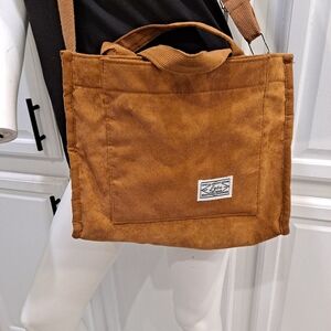Letu Crimie Registered Trademark Elegant Tan Corduroy Tote Bag